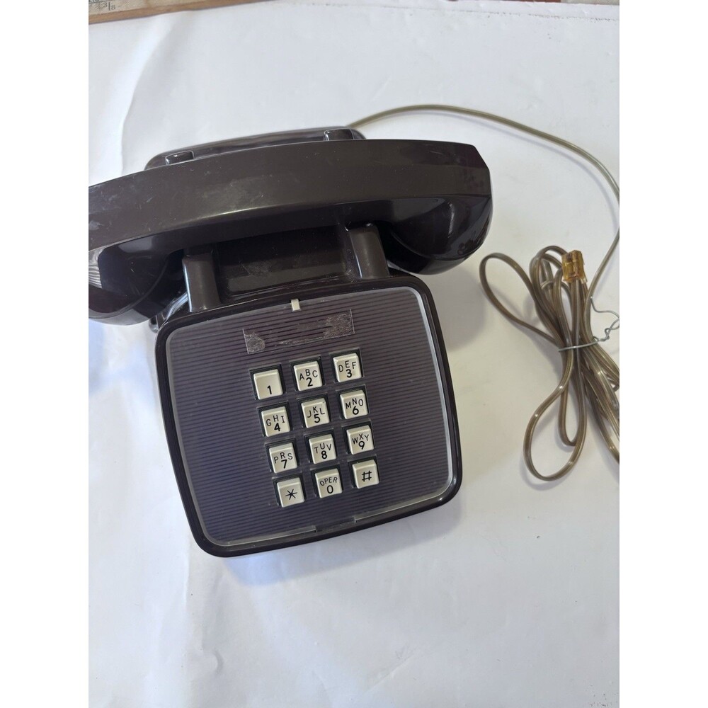 Vintage GTE Automatic Electric Model 80 Pushbutton Desk Phone Chocolate Brown
